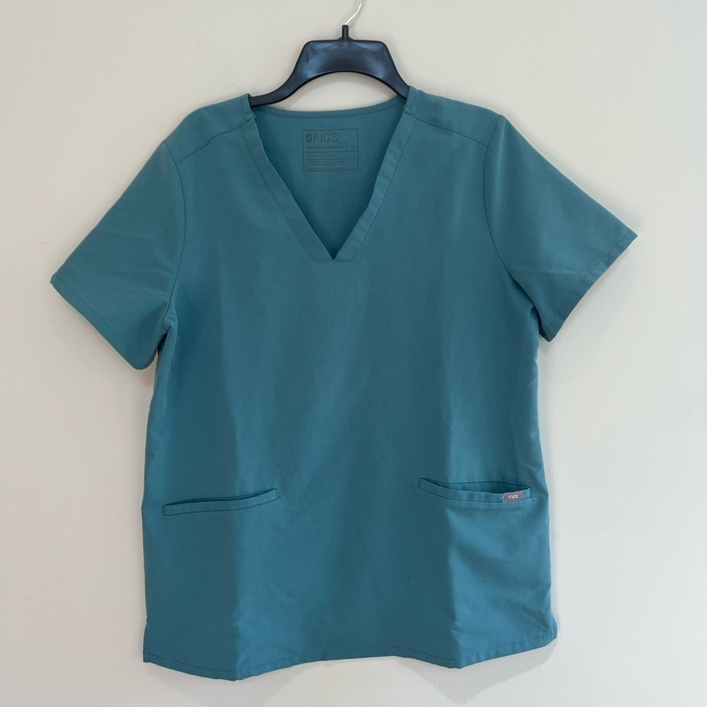 FIGS Casma Three-Pocket Scrub Top Hydrogreen Green Blue (#1875) Medium